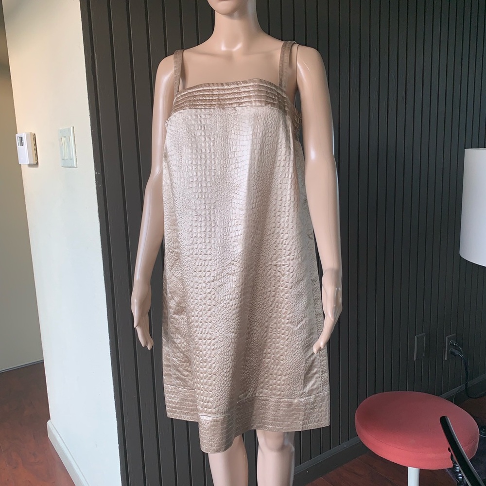 Designer Satin Taupe Dress NWT
